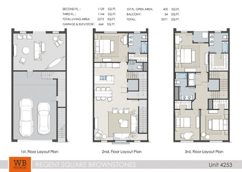 Floor plan for 4 beds, 3.5 baths, 2273 sqft